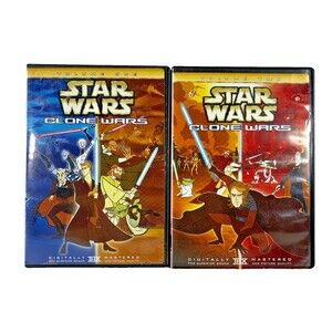 Star Wars Clone Wars Volume 1 & 2 DVD Genndy Tartakovsky Cartoon Network Tested